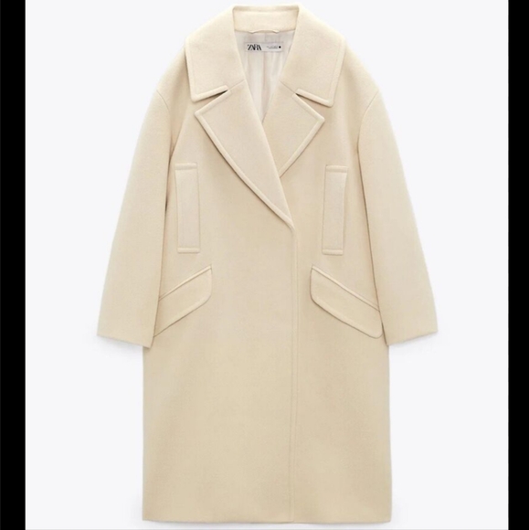 Zara oversized double breasted vanilla cream coat - Picture 8 of 11